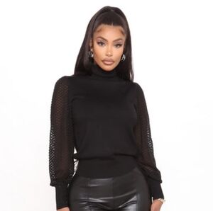 Sexy Black Turtleneck Top Medium